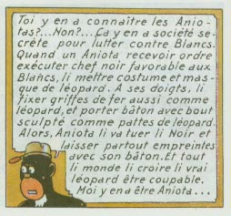Un homme léopard revele le secret à Tintin 