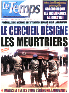 Cercueil désignant les responsables d'un attentat